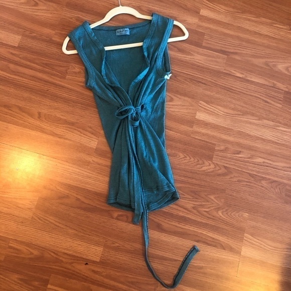 Michael Stars Wrap Green Tie Tunic - Picture 3 of 16